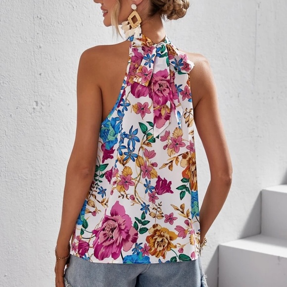 026 Boho Floral Print Halter Top - Picture 3 of 4
